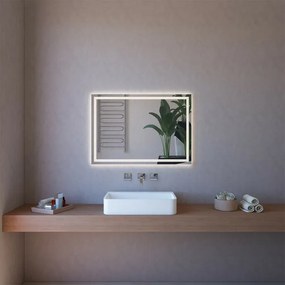 Specchiera LED 100x70 reversibile con retroilluminazione interna e telaio bianco