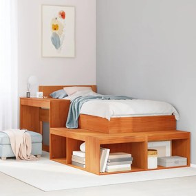 Letto Senza Materasso Marrone Cera 75x190 Cm İn Legno Di Pino /