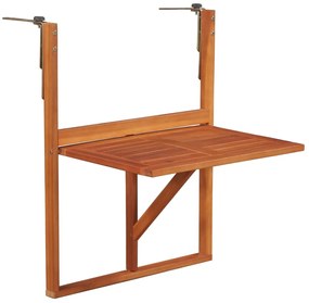 Tavolo Da Balcone Sospeso 64,5x44x80 Cm İn Massello Di Acacia /