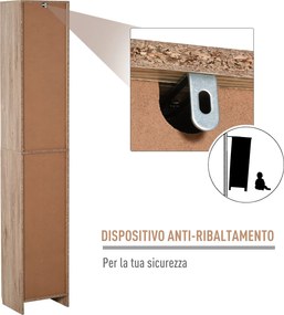Mobile a Colonna per Bagno in Legno 30x24x170 cm  Grigio e Rovere...