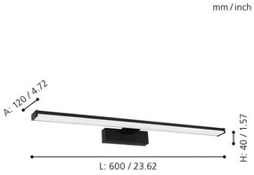 Eglo 780431 - Illuminazione a LED per specchi da bagno BETETA 11W/230V 60 cm IP44 nero