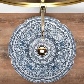 REA-U5666 - Lavabo da appoggio VIVIEN Ø 42,5 cm ceramica/motivo ornamentale