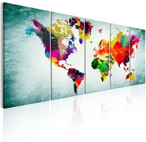 Quadro World Map  Green Vignette  Colore colorful, Dimensioni e Misure 225x90