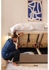 Letto matrimoniale imbottito grigio tortora con contenitore e rete inclusi 180x200 cm Myra Pillow – Bonami Selection