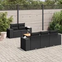 Set Divano da Giardino 6 pz con Cuscini Nero in Polyrattan 3257658