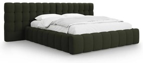 Letto matrimoniale imbottito verde con spazio contenitivo e rete 200x200 cm Mamaia - Micadoni Home
