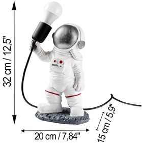 Lampada da notte per bambini ASTRONAUT 1xE27/40W/230V argento/bianco