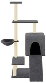 Albero per gatti con tiragraffi in sisal grigio scuro 130,5 cm