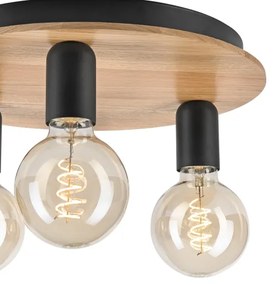 Plafoniera DUSTY 3xE27/15W/230V diametro 34 cm quercia/nero