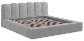 Letto matrimoniale imbottito grigio con contenitore con griglia 180x200 cm Mano - Makamii