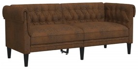 Divano chesterfield a 2 posti marrone in tessuto