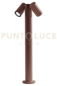 Ges1113- paletto in alluminio 2 luci attacco gu10 marrone ip65 h.70...