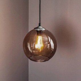 Solbika Lighting Lampada a sospensione con paralume a sfera in vetro grigio fumo Ø25cm