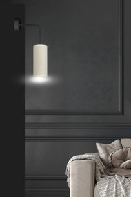 Applique 1 Luce Bente In Acciaio Nero E Paralume Bianco E Oro