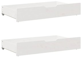 Cassettoni Da Letto 2 Pz Bianchi 95x55x16cm Legno Massello Pino /