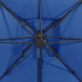 Ombrellone a Sbalzo con Doppia Copertura 300x300 cm Azzurro