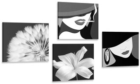 Set di quadri – Signore in bianco e nero