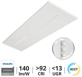 Pannello LED 120x30 28W, 36W, 42W, CCT, CRI92 UGR13, PHILIPS CertaDrive Colore Bianco Variabile CCT, Potenza 42W