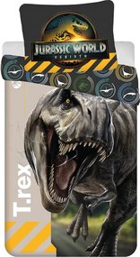 Set copripiumino e federa da bambini in cotone per letto singolo 140x200 cm Jurassic World "T-Rex" – Jerry Fabrics
