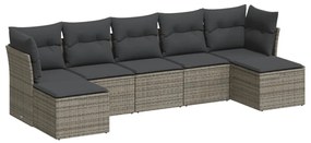 Set Divani da Giardino 7 pz con Cuscini Grigio in Polyrattan