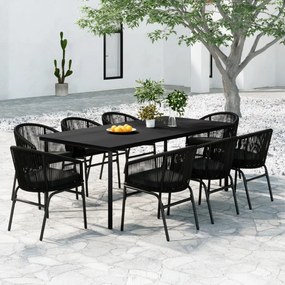 Set da pranzo da giardino 9 pz nero