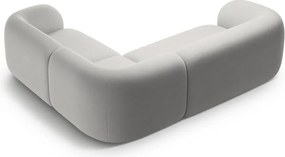 Divano angolare grigio chiaro (con penisola a destra/a L) con rivestimento in velluto Kate – Micadoni
