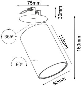 Brosline 3256 - Faretto da incasso ACE 1xGU10/10W/230V nero
