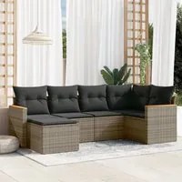 Set Divano da Giardino 6 pz con Cuscini Grigio in Polyrattan 3226179