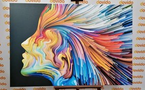 Quadro su tela – Profilo colorato di volto femminile