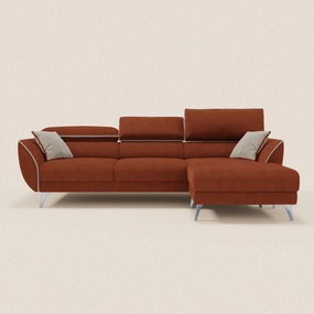 Michelangelo Divano Angolare bicolore con Penisola e Sedute Estensibili - Poggiatesta reclinabili in tessuto smacchiabile T23