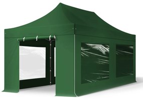 TOOLPORT 3x6m gazebo pieghevole con laterali (finestre panoramiche), PREMIUM acciaio, verde scuro - (600075)