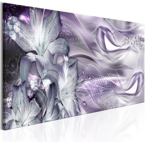 Quadro Lilies and Waves (1 Part) Narrow Pale Violet  Colore Viola, Dimensioni e Misure 135x45