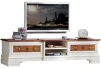 Porta tv classico 2 cassetti legno shabby bicolore 200x52x50 - Mobili 2G