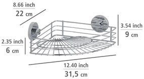 WENKO 20887100-Mensola tonda VACUUM-LOC in acciaio 31x22,5 cm, cromo lucido