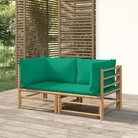 Divani Angolari da Giardino con Cuscini Verdi 2pz Bambcod mxl 124257