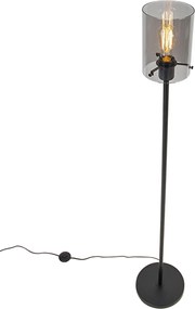 Lampada da terra di design nera con vetro fumé - Dome