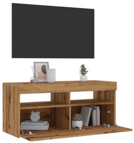 Mobile Porta Tv Con Led Artigianale 90x35x40 Cm Multistrato /