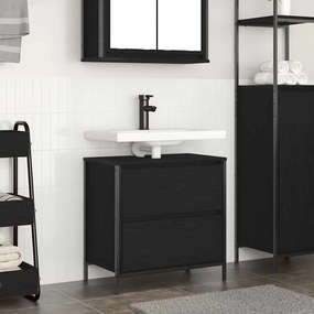 Mobile Lavabo Da Bagno Con Cassetti Rovere Nero 60x34,5x60 Cm /