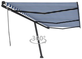 Tenda Da Sole Autoportante Manuale 600x350 Cm Blu Bianca /
