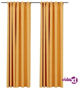 vidaXL Tende Oscuranti con Ganci Effetto Lino 2 pz Gialle 140x225 cm