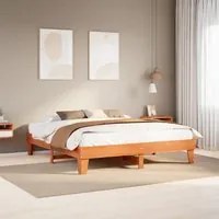 Letto senza Materasso Marrone Cera 200x200 cm in Legno di Pino 855345