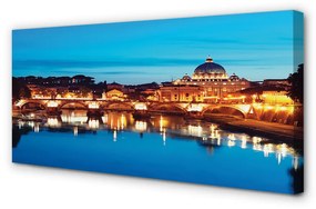 Quadro su tela Rome River Bridges Sunset 100x50 cm
