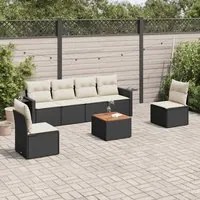 Set Divani da Giardino con Cuscini 7pz Nero Polyrattan 3256840