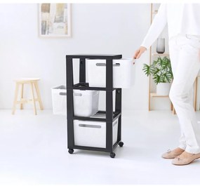 Scaffale mobile in plastica bianco/nero 30x77 cm Brisen - Rotho