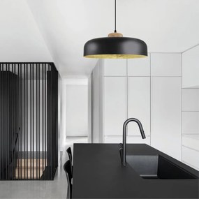 Lampadario Natura Bois nero paralume nero E27 Ø40cm LUMICOM