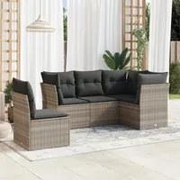 Set Divano da Giardino 5pz con Cuscini Grigio Chiaro Polyrattan 3217642