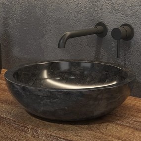 Lavabo bagno design da appoggio in marmo nero 40cm | Litos-EN40 - KAMALU