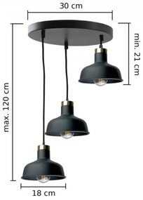 Lampadario a sospensione con filo HEBE 3xE27/60W/230V nero