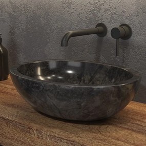 Kamalu - Lavabo in marmo colore nero 45cm | Litos-LEN40