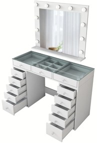Tavolo Make up con specchio 120x45x80 cm bianco